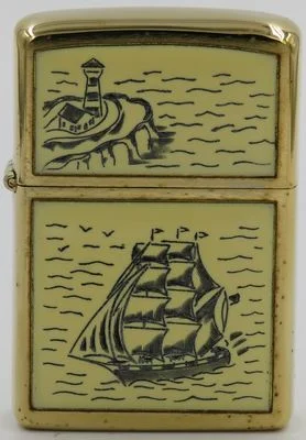 Zippo SCRIMSHAW SHIP ヴィンテージ Scrimshaw-Zippos — LighterGallery.com